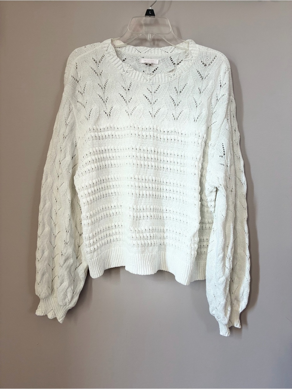 Lauren Conrad LC Women’s XL White Open Knit Chevron Sweater